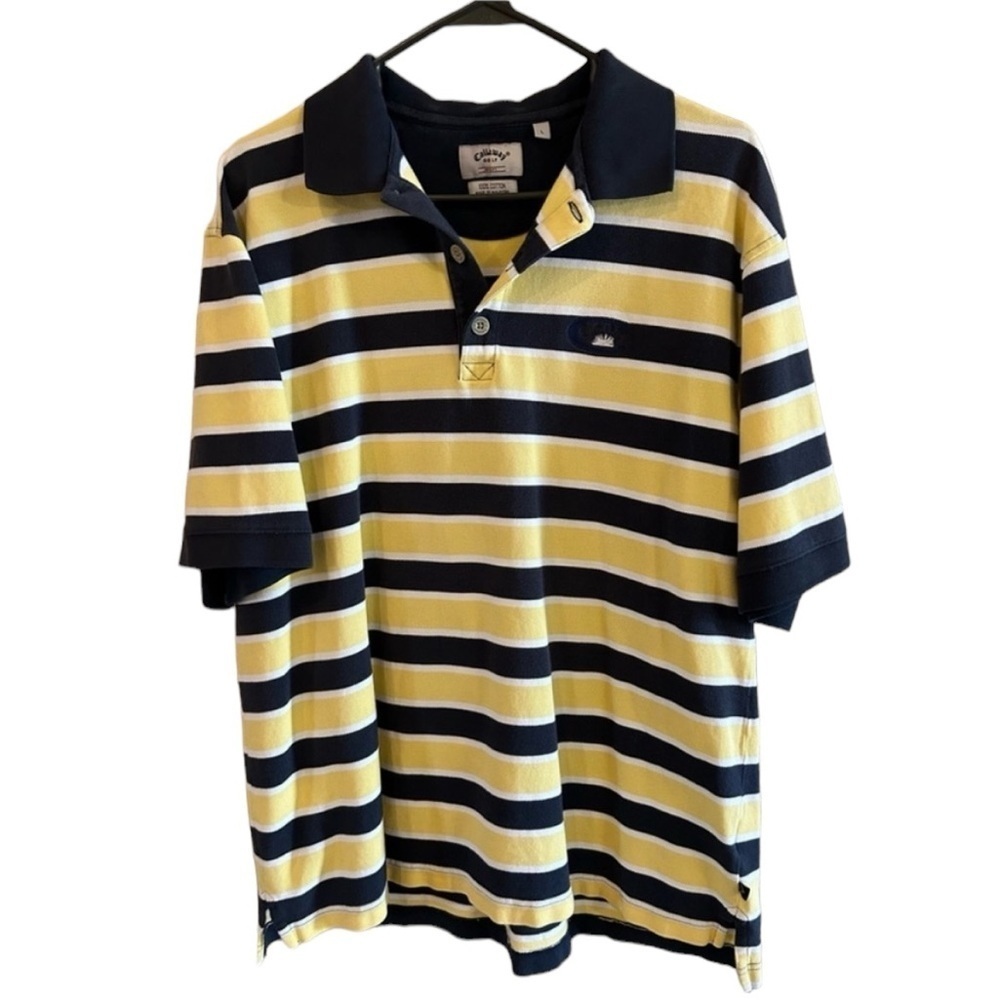 Callaway navy and yellow short sleeve polo size L